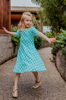 Short Sleeve Skater Dress | Clover- Radiance Blue