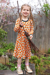 Long Sleeve Skater Dress | Pumpkin- Blue Radiance, Black Taping