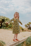 All Over Printed Velour Dress | Bats- Apricot