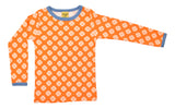 Long Sleeve Top | Clover – Vibrant Orange. Marina Blue Taping