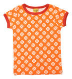 Short Sleeve Top | Clover Vibrant Orange. Poppy Red Taping
