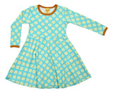 Long Sleeve Skater Dress | Clover - Capri Blue