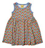 Sleeveless Dress with Gathered Skirt | Radish – Marina Blue. Marina Blue Taping