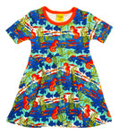 Short Sleeve Skater Dress | Seahorses, Golden Poppy Taping