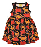 Sleeveless Dress with Gathered Skirt | Crab - Black