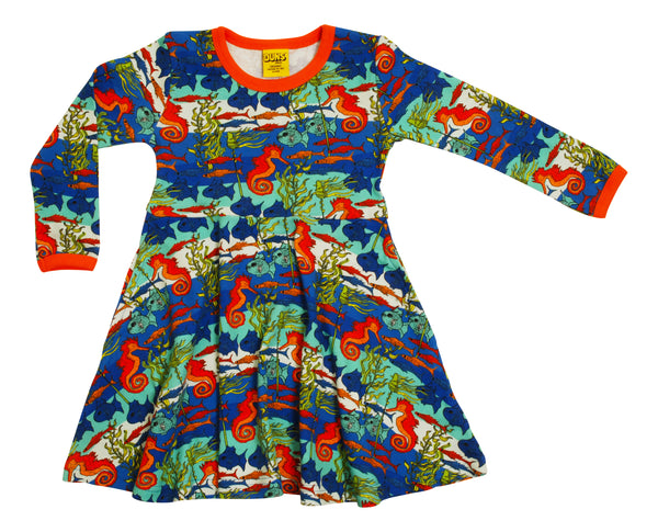 Long Sleeve Skater Dress | Seahorses, Golden Poppy Taping