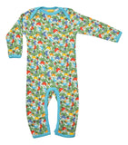 Lap Neck Suit | Jumbled Radish- Blue . River Blue Taping