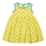 Sleeveless Dress with Gathered Skirt | Clover – Sulphur Spring Green. River Blue Taping