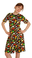 Short Sleeve Skater Dress | Harvest Black