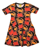 Short Sleeve Skater Dress | Crab - Black
