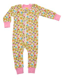 Zip Suit | Jumbled Radish- Pink, Lilac Chiffon Ribb