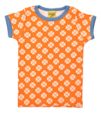 Short Sleeve Top | Clover – Vibrant Orange. Marina Blue Taping