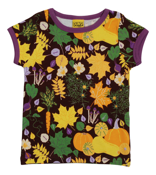 Short Sleeve Top | Fall Flowers - Brown, Amethyst Orchid taping