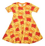 Short Sleeve Skater Dress | Crab - Yellow