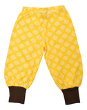 Baggy Pants | Contrast Back Pockets. Clover Yellow. Dark Brown Ribb