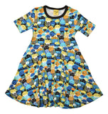 Short Sleeve Skater Dress | Jellyfish - Black