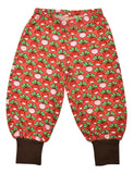 Baggy Pants | Contrast Back Pockets. Multi Radish Rouge Red. Dark Brown Ribb