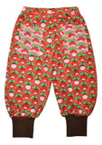 Baggy Pants | Contrast Back Pockets. Multi Radish Rouge Red. Dark Brown Ribb