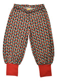 Baggy Pants | Contrast Back Pockets. Mini Radish Black. Poppy Red Ribb