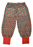 Baggy Pants | Contrast Back Pockets. Mini Radish Black. Poppy Red Ribb