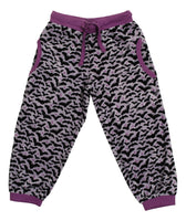 All Over Printed Velour Pants | Bats -Amethyst Orchid