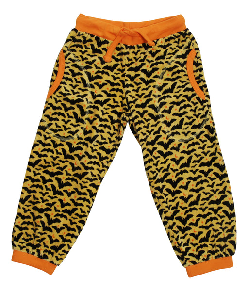 All Over Printed Velour Pants | Bats -Apricot