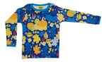 Long Sleeve Top | Fall Flowers - Blue, Hawaiian Blue Taping