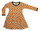 Long Sleeve Skater Dress | Pumpkin- Blue Radiance, Black Taping