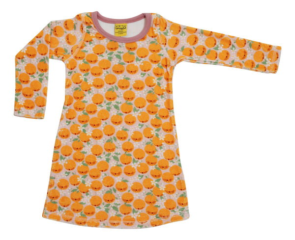 All Over Printed Velour Dress | Oranges- Pink, Lilas taping