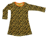 All Over Printed Velour Dress | Bats- Apricot