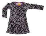 All Over Printed Velour Dress | Bats - Amethyst Orchid