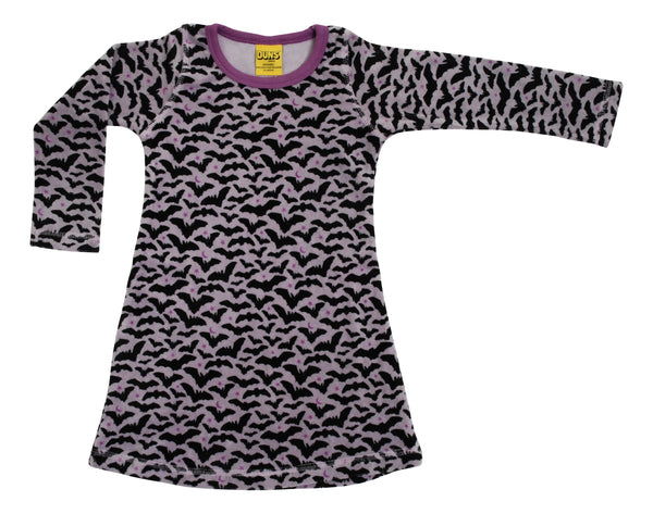All Over Printed Velour Dress | Bats - Amethyst Orchid