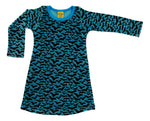 All Over Printed Velour Dress | Bats - Blue, Hawaiian Blue taping