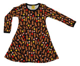 Long Sleeve Skater Dress | Gingerbread - Black