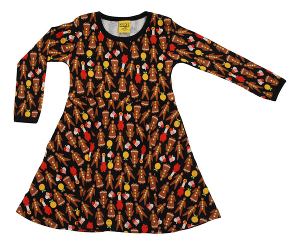 Long Sleeve Skater Dress | Gingerbread - Black