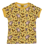 Short Sleeve Top | Pigs and Chicks – Pale Banana. Snapdragon Yellow Taping