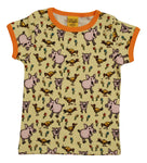 Short Sleeve Top | Pigs and Chicks – Luminary Green. Blazing Orange Taping
