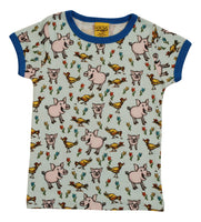 Short Sleeve Top | Pigs and Chicks – Skylight Blue. French Blue Taping