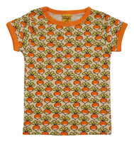 Short Sleeve Top | Radish - Transparent Yellow. Blazing Orange Taping