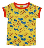 Short Sleeve Top | Cat- Lemon Chrome Yellow, Fiesta Red Taping