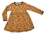 Long Sleeve Dress with Gathered Skirt | Pumpkin Family- Brown