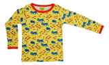 Long Sleeve Top | Cats- Lemon Chrome Yellow, Fiesta Red Taping