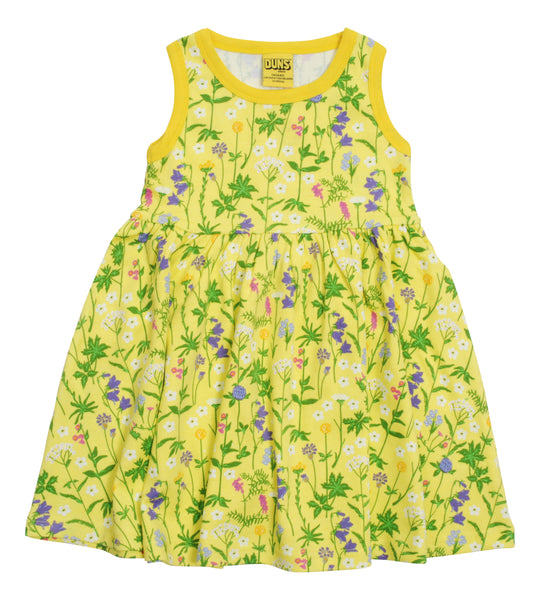 Sleeveless Dress with Gathered Skirt | Wild Flowers - Yellow