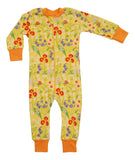 Zip Suit | Midsummer Flower – Snapdragon Yellow. Blazing Orange Ribb