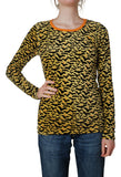 All Over Printed Velour Top | Bats- Apricot