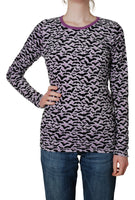 All Over Printed Velour Top | Bats- Amethyst Orchid