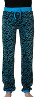 All Over Printed Velour Pants | Bats- Blue