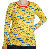 Long Sleeve Top | Cats- Lemon Chrome Yellow, Fiesta Red Taping