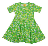 Short Sleeve Skater Dress Single Jersey | Summer Days- Green