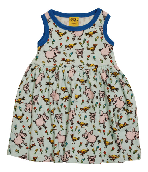 Sleeveless Dress with Gathered Skirt | Pigs and Chicks - Skylight Blue
